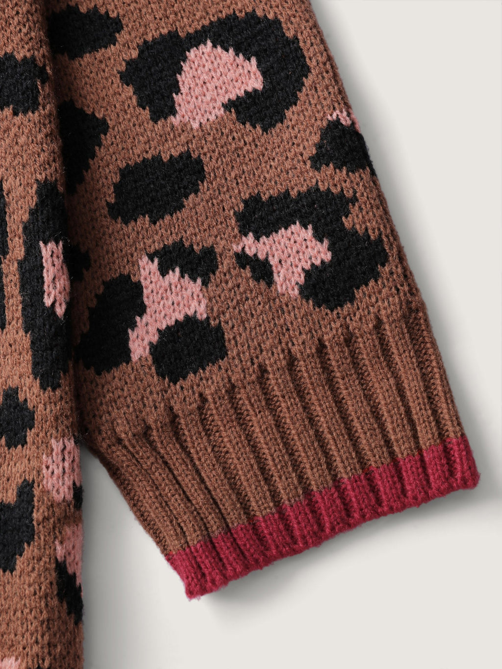 Leopard Pattern Color Contrast Bow Knit Cardigan