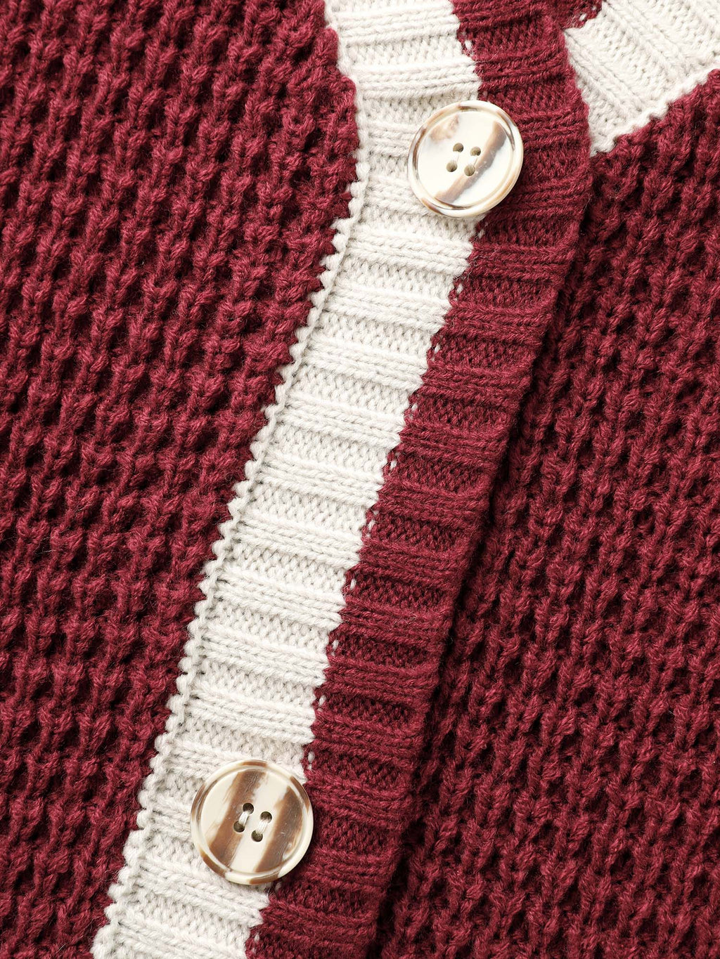 Colorblock Contrast Textured Patched Pocket Cardigan