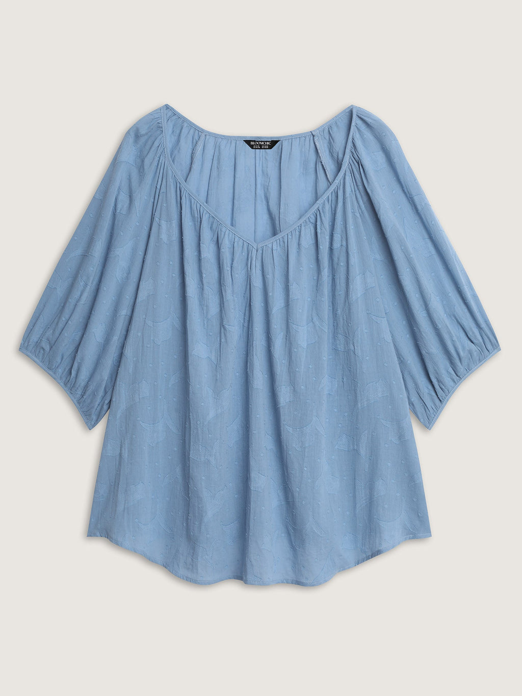 Pure Cotton Jacquard Pleated Blouse