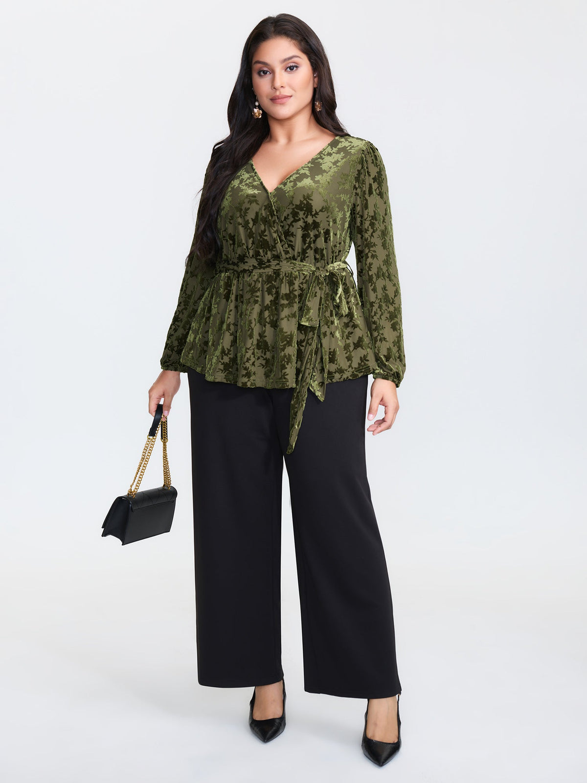 Velvet Laser Cut Side-Tie Blouse