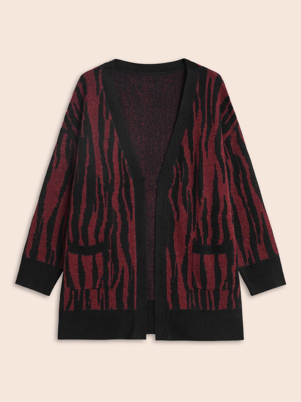 Zebra Print Patched Pocket Cardigan