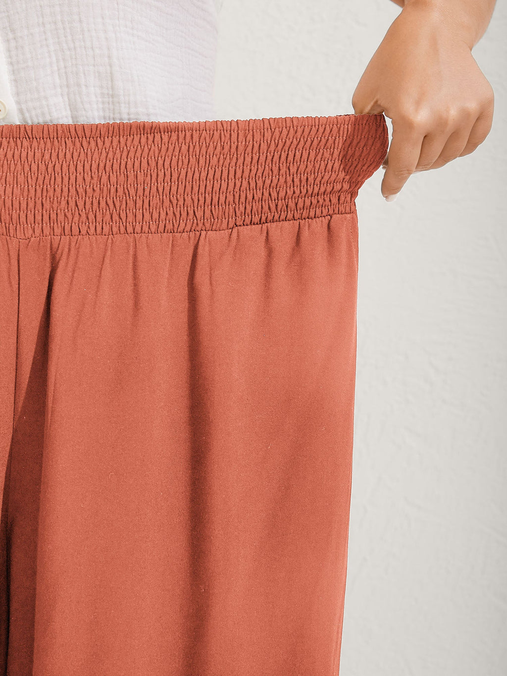 Ruffled Curvy Hem Wide-Leg Pants