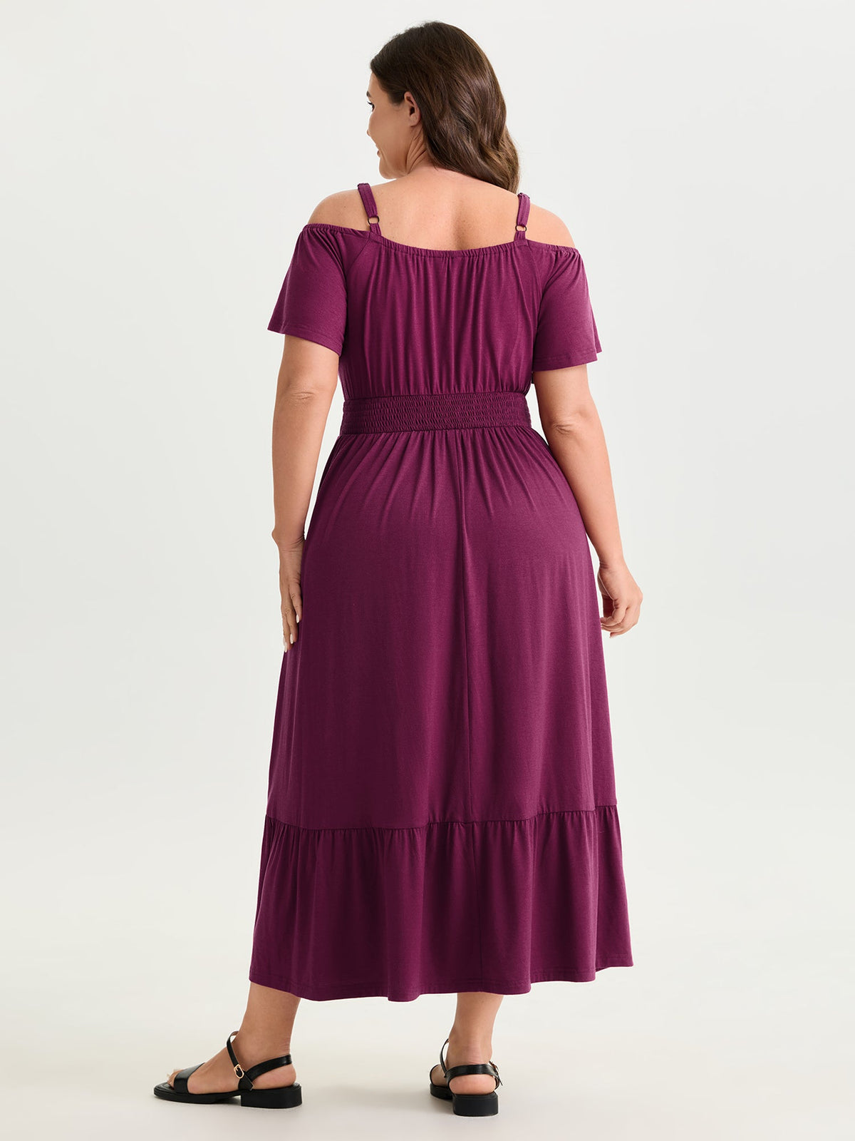 Supersoft Cold-Shoulder Shirred Waist Maxi Dress