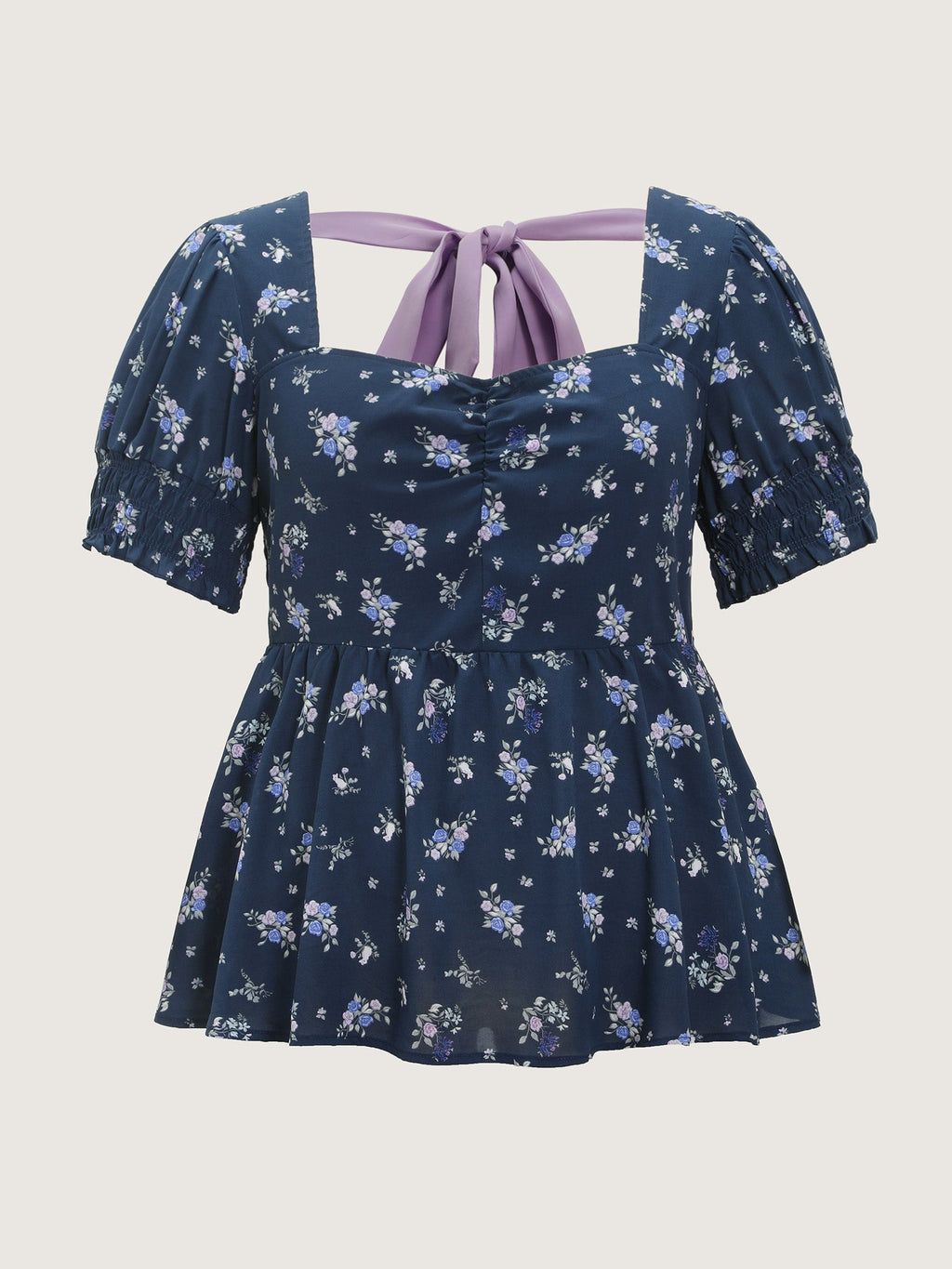 Floral Print Ruched Fit And Flare Blouse