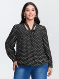 Retro Polka Dots Ribbon Neckline Blouse