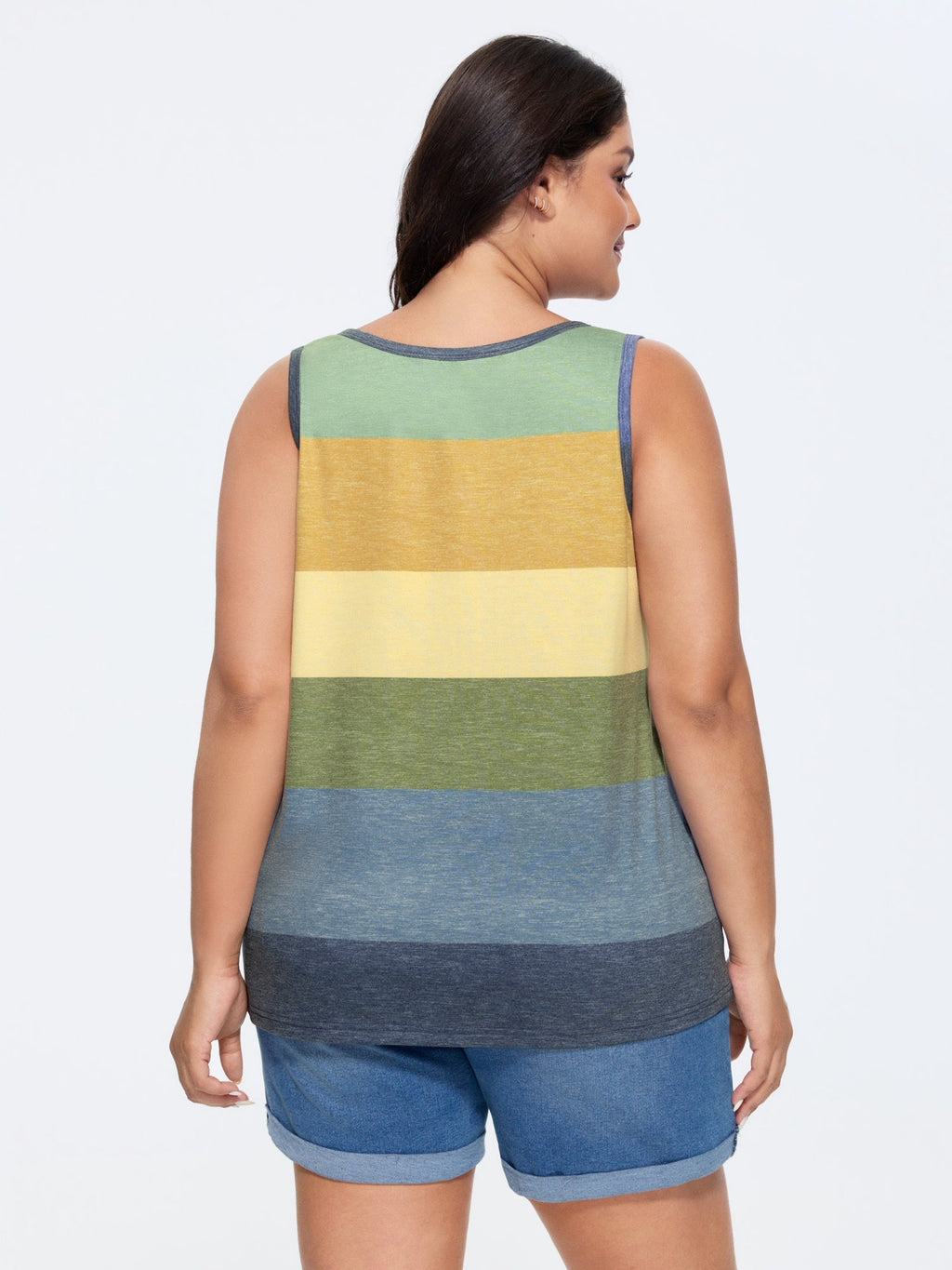 Multi-Color Stripes Off-Sleeves Vest