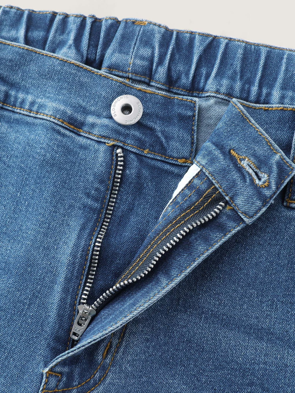 Stretchy Back Elastic Waist Wide Leg Jeans