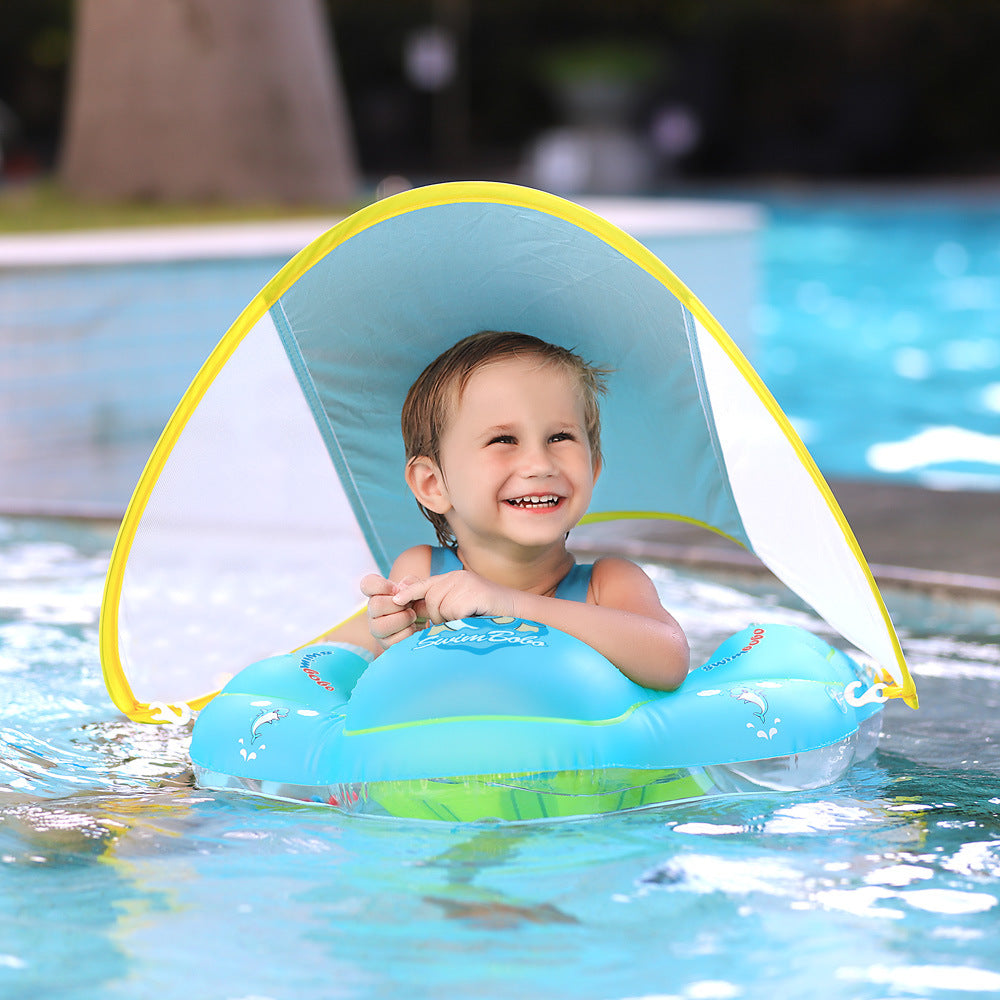 Baby Smart Swim Trainer Safety Pool Float Ring with UV Canopy