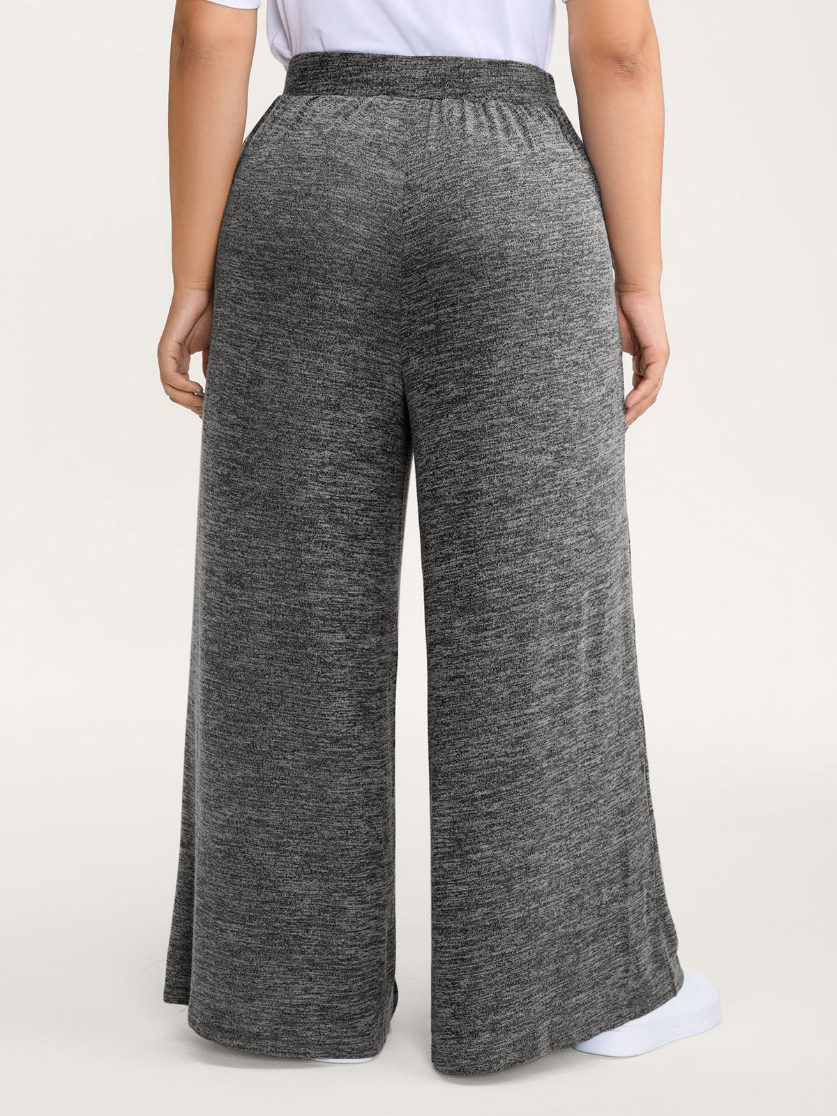 Stretchy Mixed-Color Belted Wide-Leg Pants