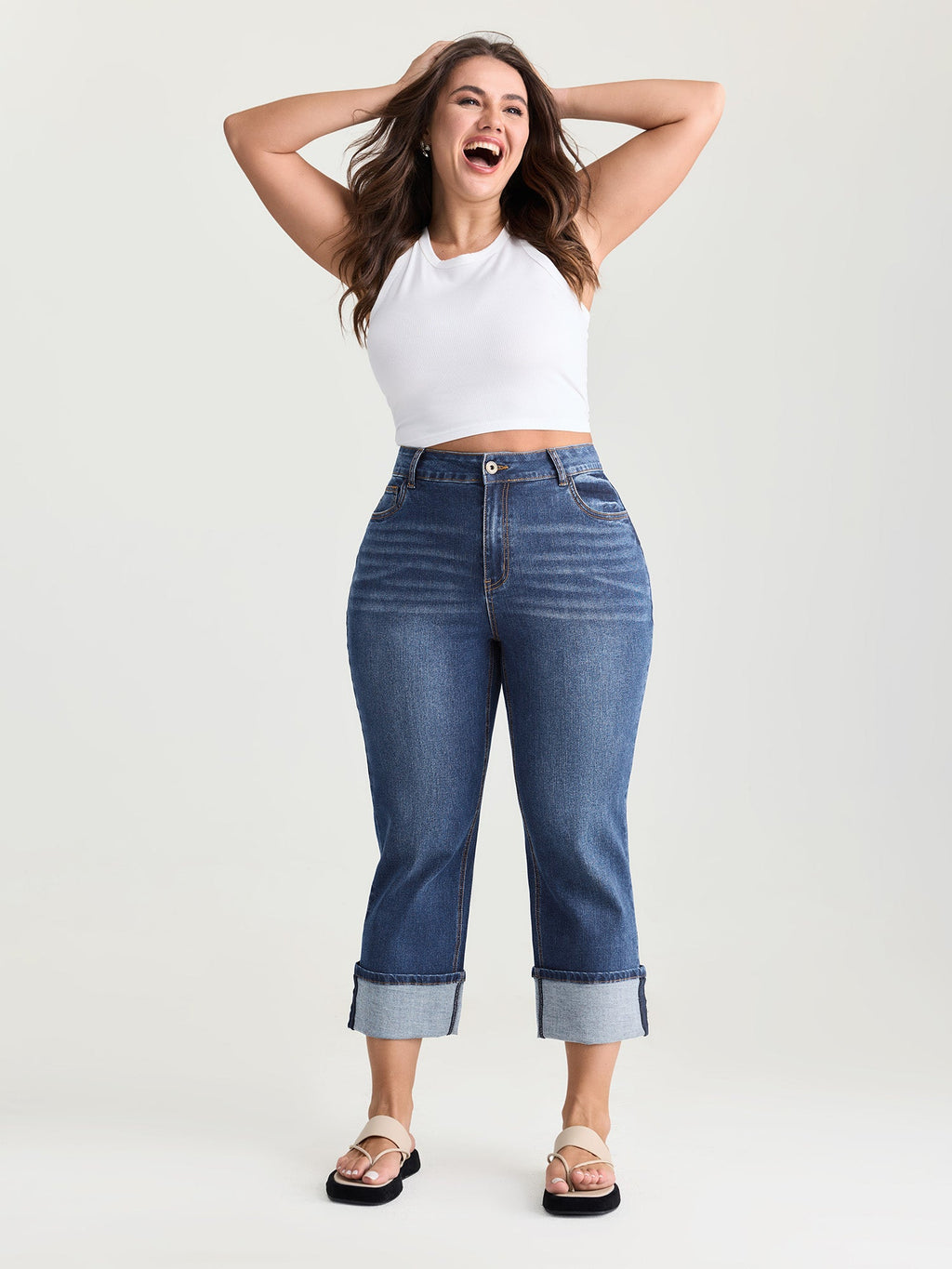 Thigh-Friendly Capri Straight-Leg Jeans