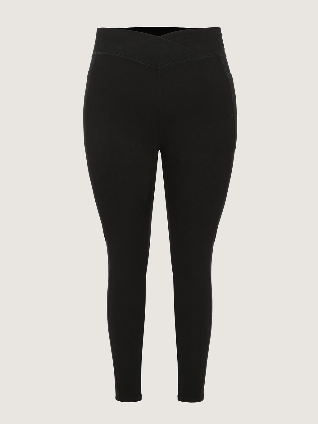 Stretchy Skinny-Fit Overlap Waist Knit Jeans