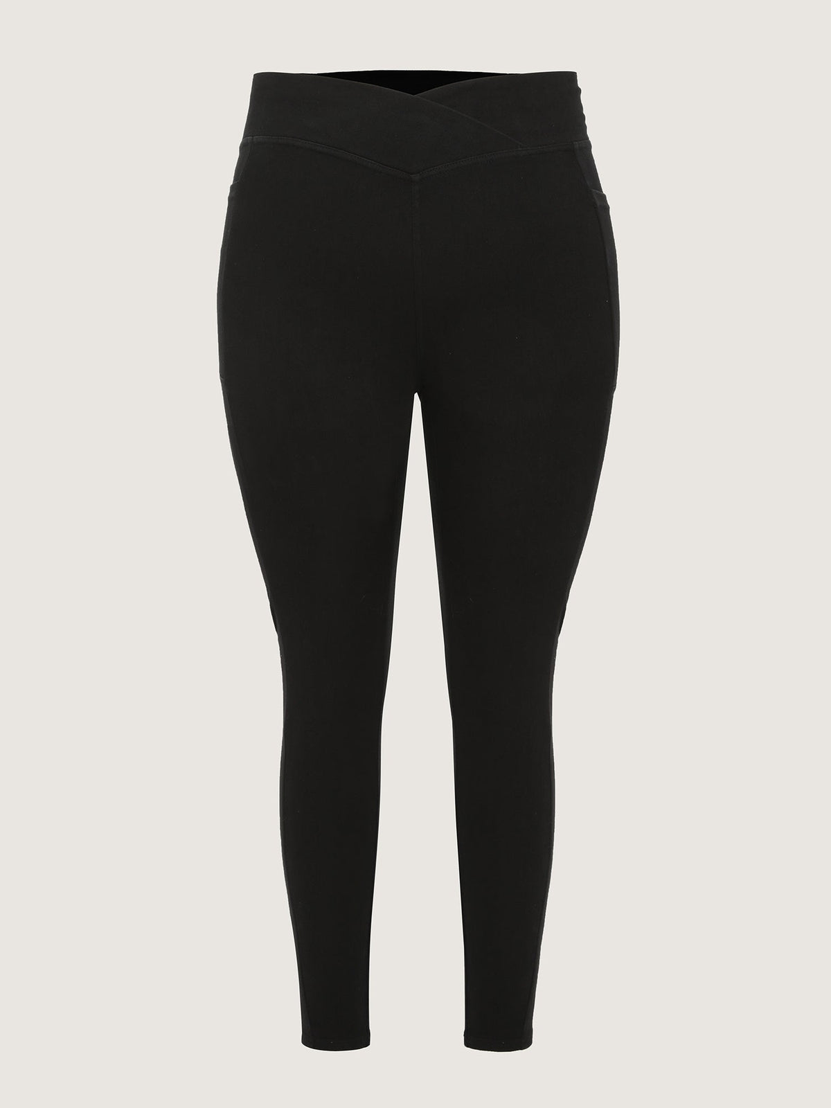 Stretchy Skinny-Fit Overlap Waist Knit Jeans