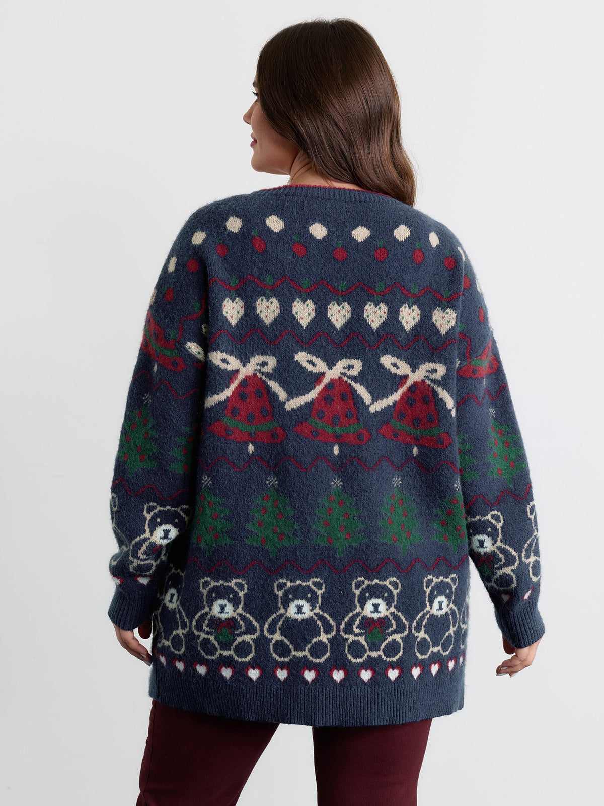 Supersoft Festive Pattern Jacquard Pockets Knit Cardigan