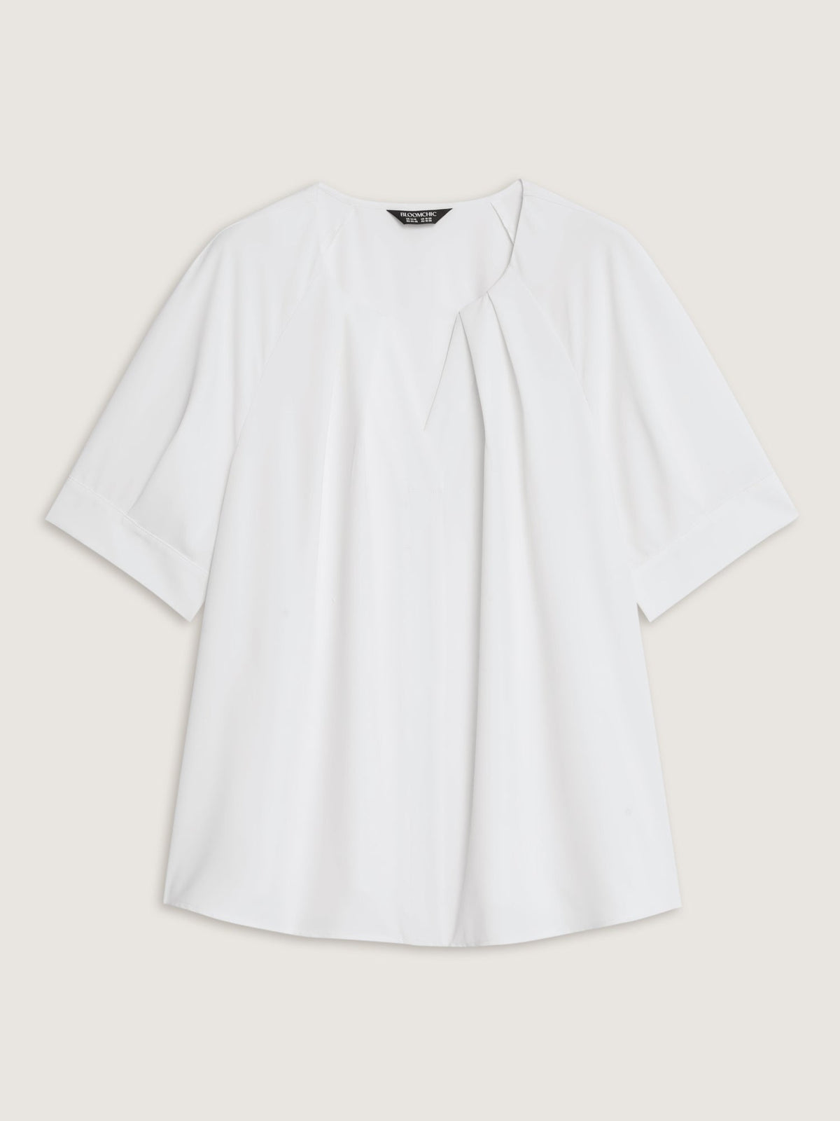 Pleated Split Neckline Placket Blouse