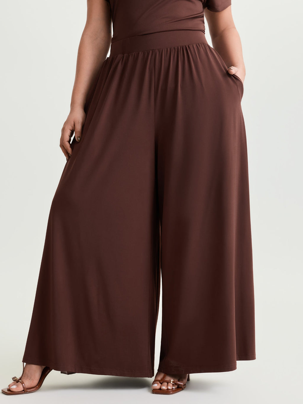 Supersoft Stretchy Pleated Flared Plain Pants