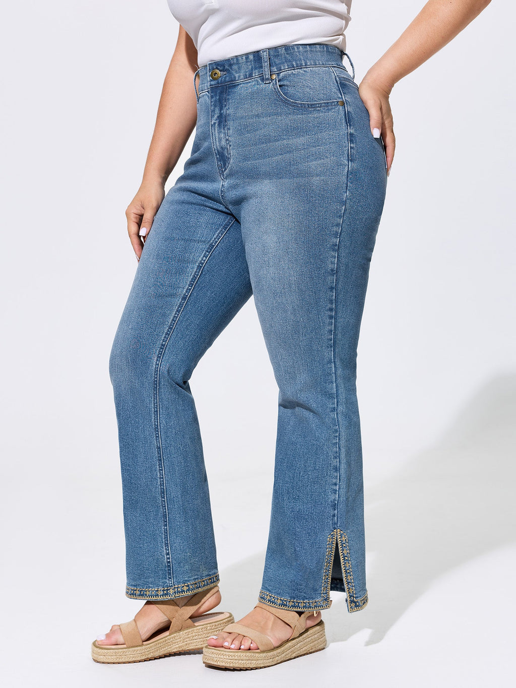 Stretchy High-Rise Elastic Back Waist Jeans