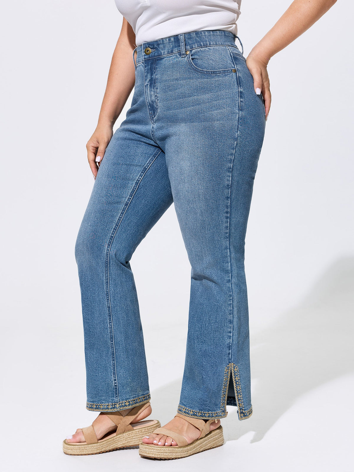 Stretchy High-Rise Elastic Back Waist Jeans