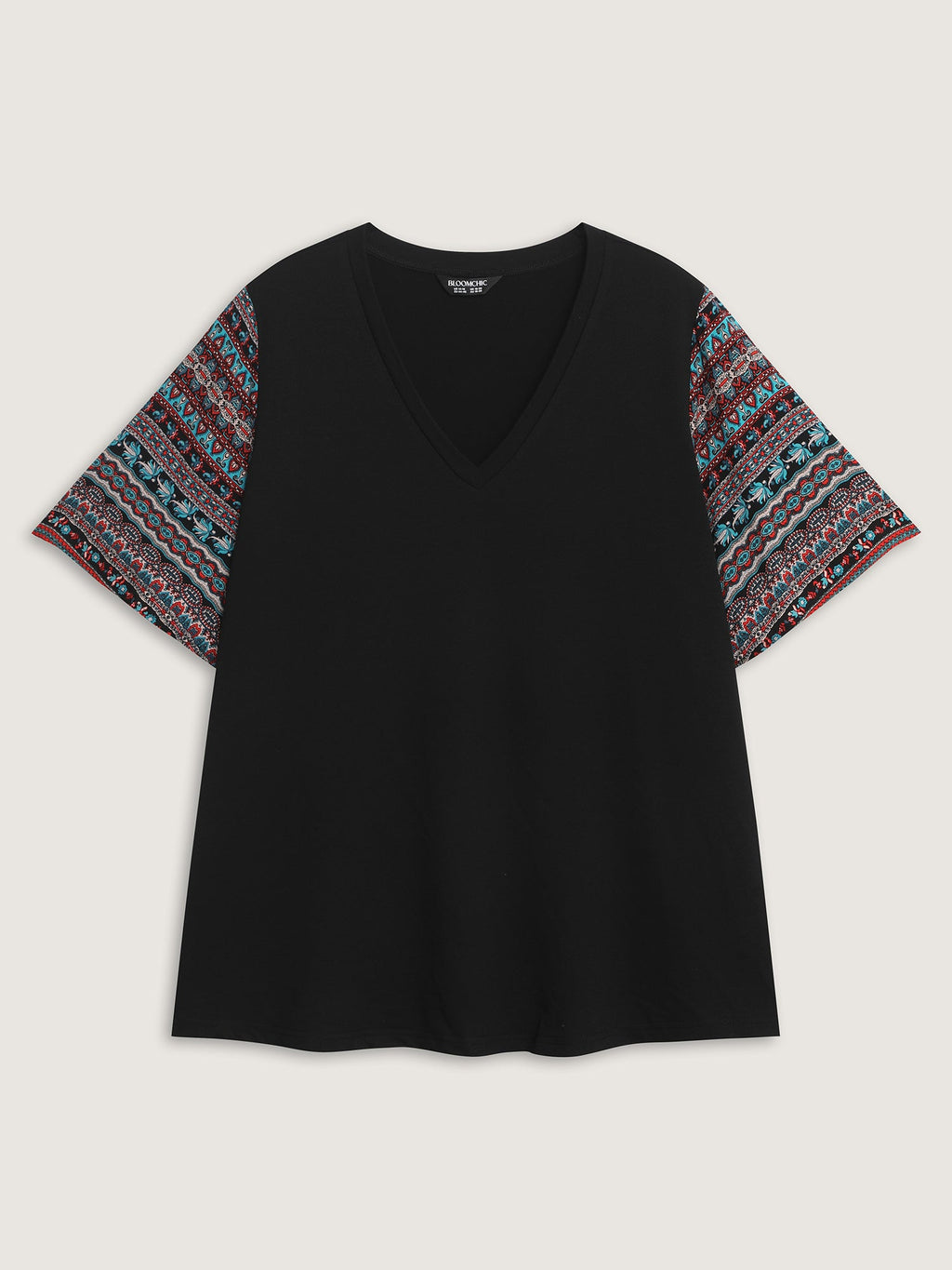 Colorful Boho Sleeve V-Neck Blouse