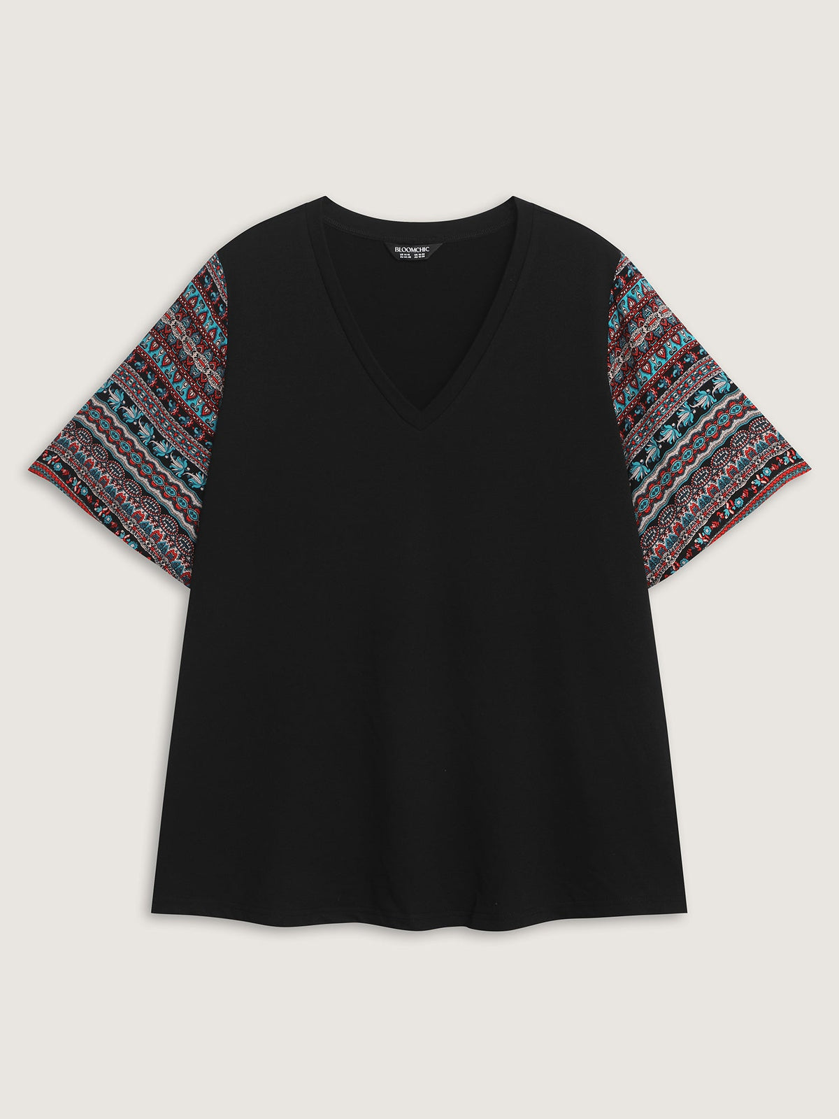 Colorful Boho Sleeve V-Neck Blouse