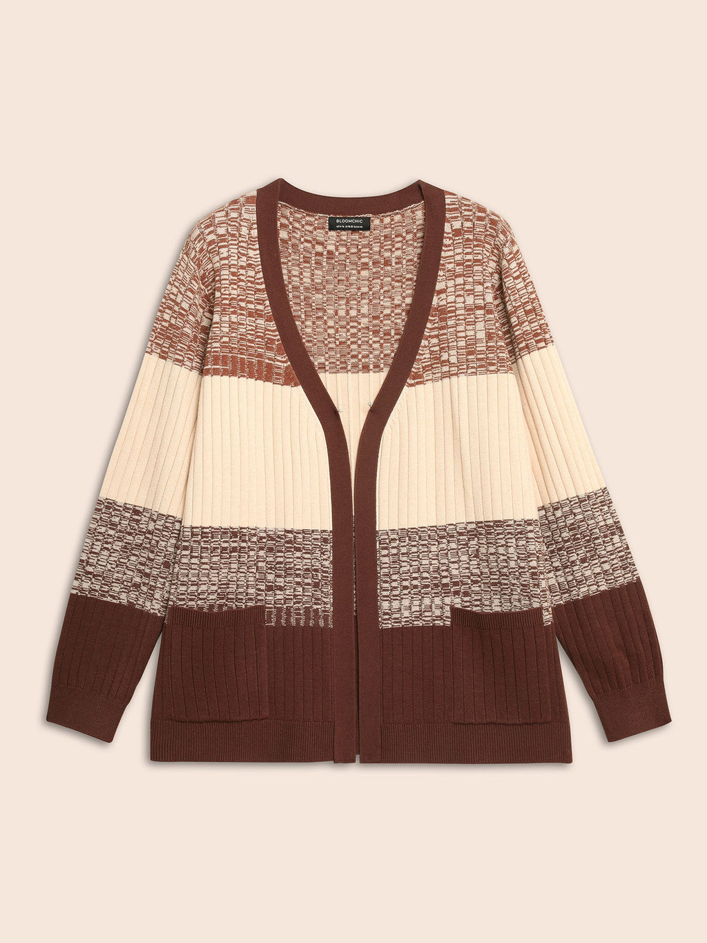 Supersoft Essentials Textured Colorblock Contrast Cardigan