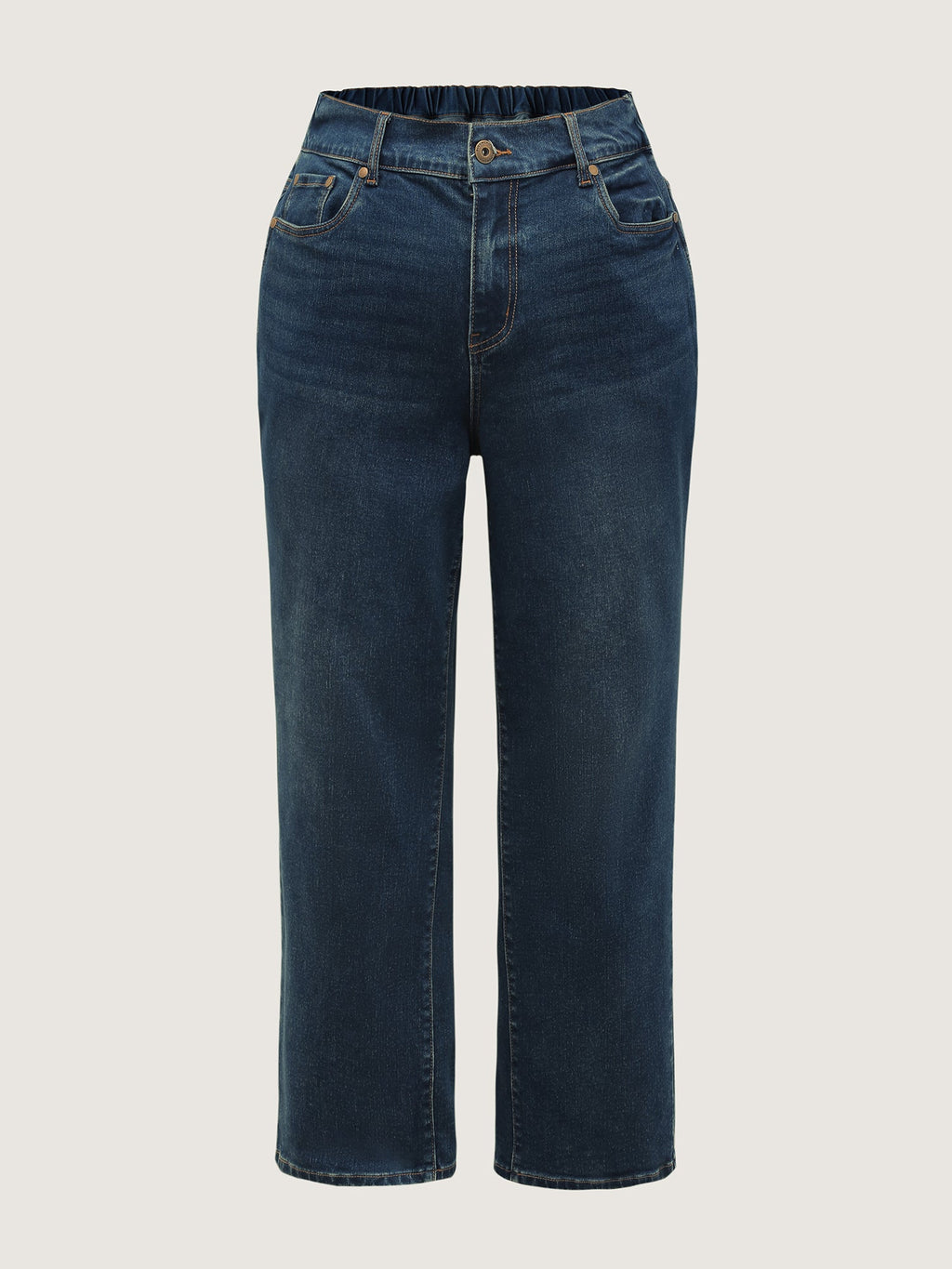 Cinched Vintage Blue Wash Straight-Leg Jeans