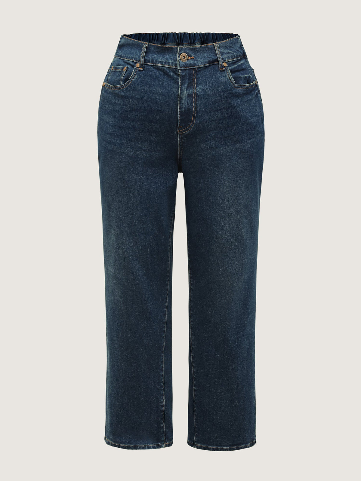 Cinched Vintage Blue Wash Straight-Leg Jeans