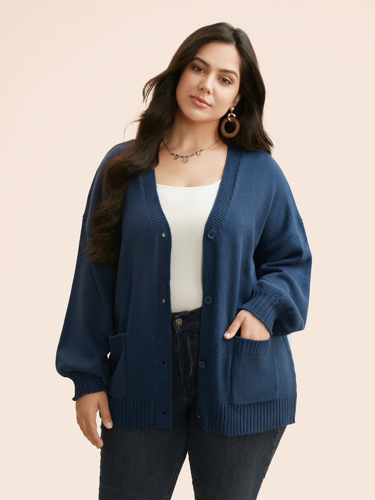 Landscape Pattern Drop Shoulder Sleeve Cardigan