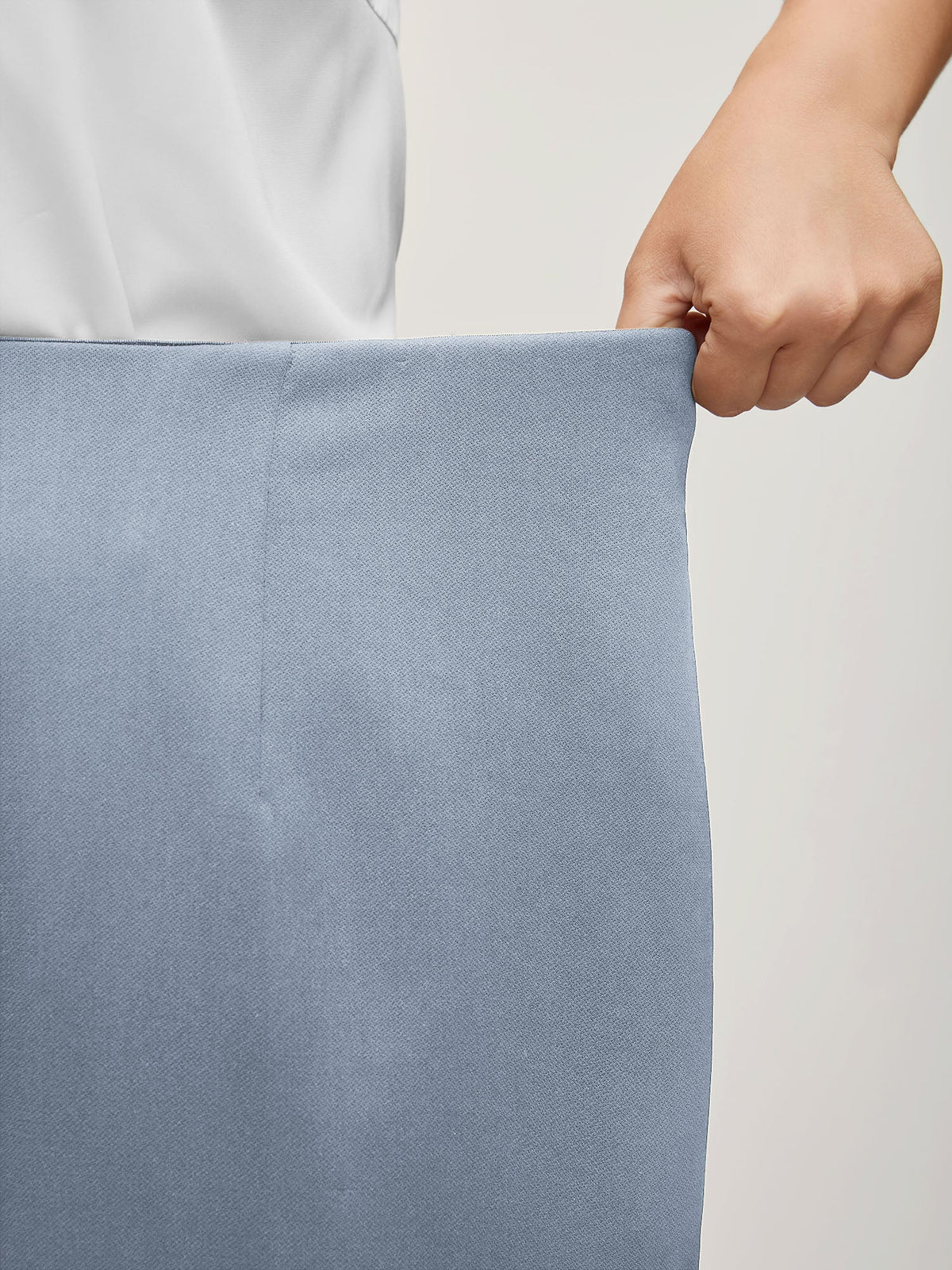 Solid Elastic Waist Pleated Wide Leg Pants