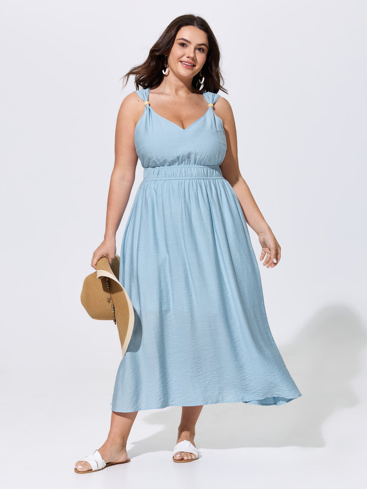 Breathable Waist-Defining Cami Midi Dress