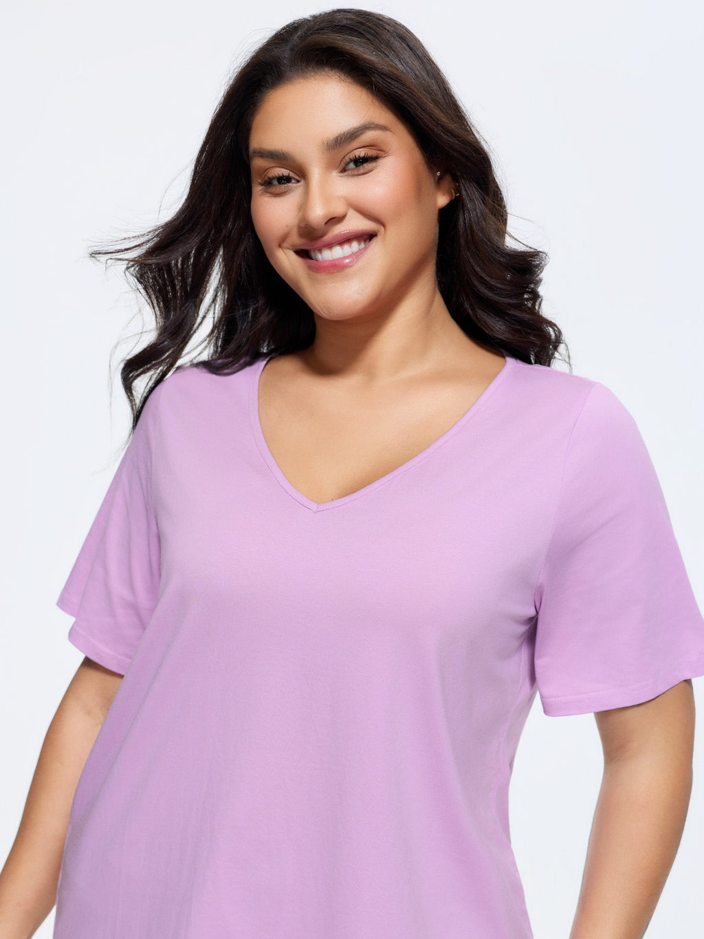 Cotton V Neck Plain Basic T-shirt