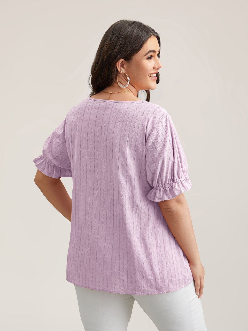 Cotton Square Neck Ruffled Sleeve Blouse