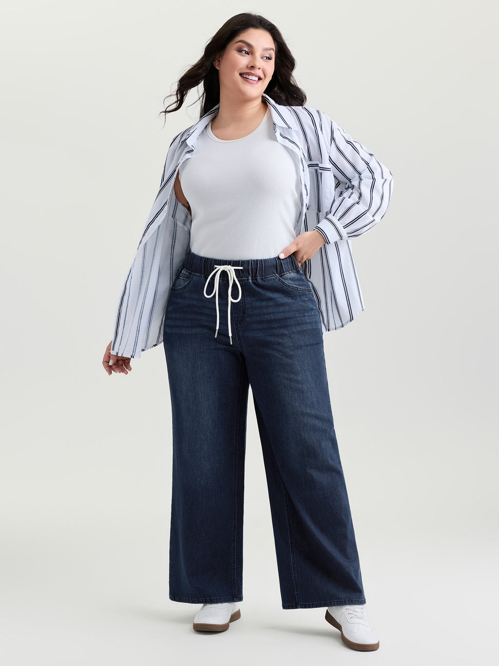 Easy Pull-On Stretchy Wide-Leg Jeans