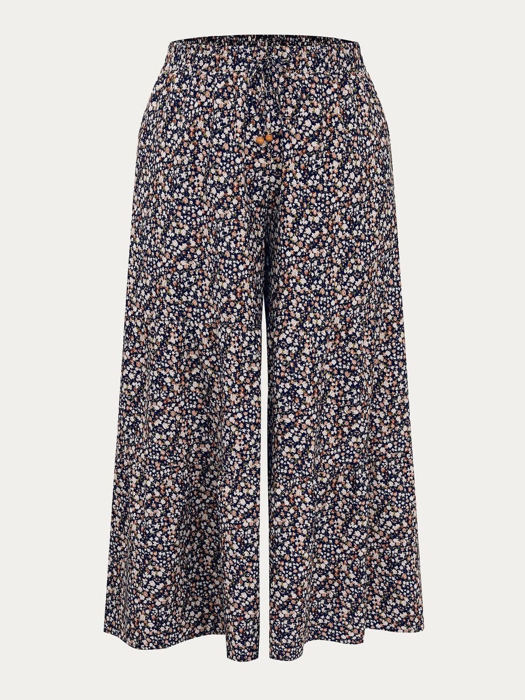 Micro Floral Print Wide Waistband Pants