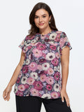 Floral Blend Print Mesh Blouse