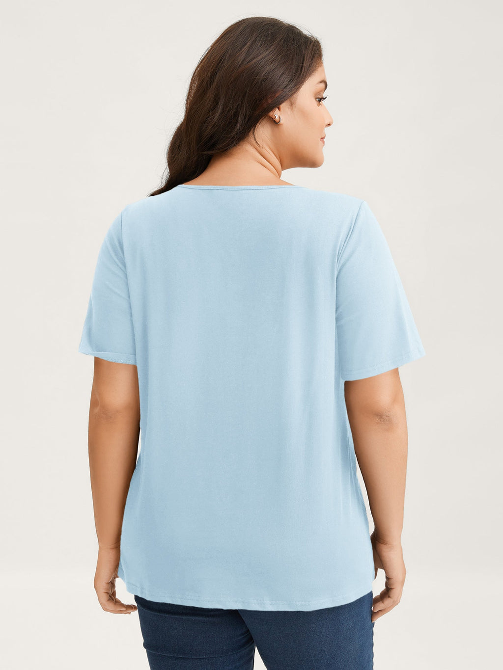 Cotton V Neck Plain Basic T-shirt