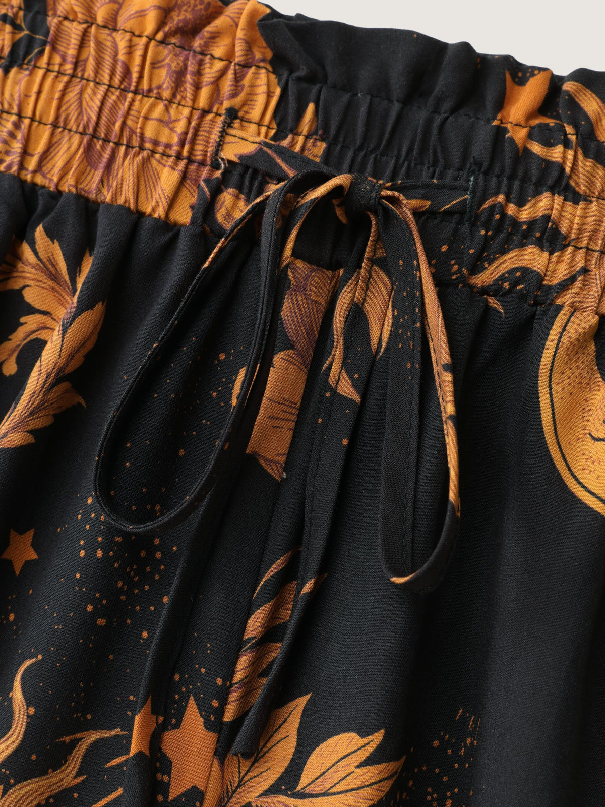 Star Moon Print Wide Waistband Pants