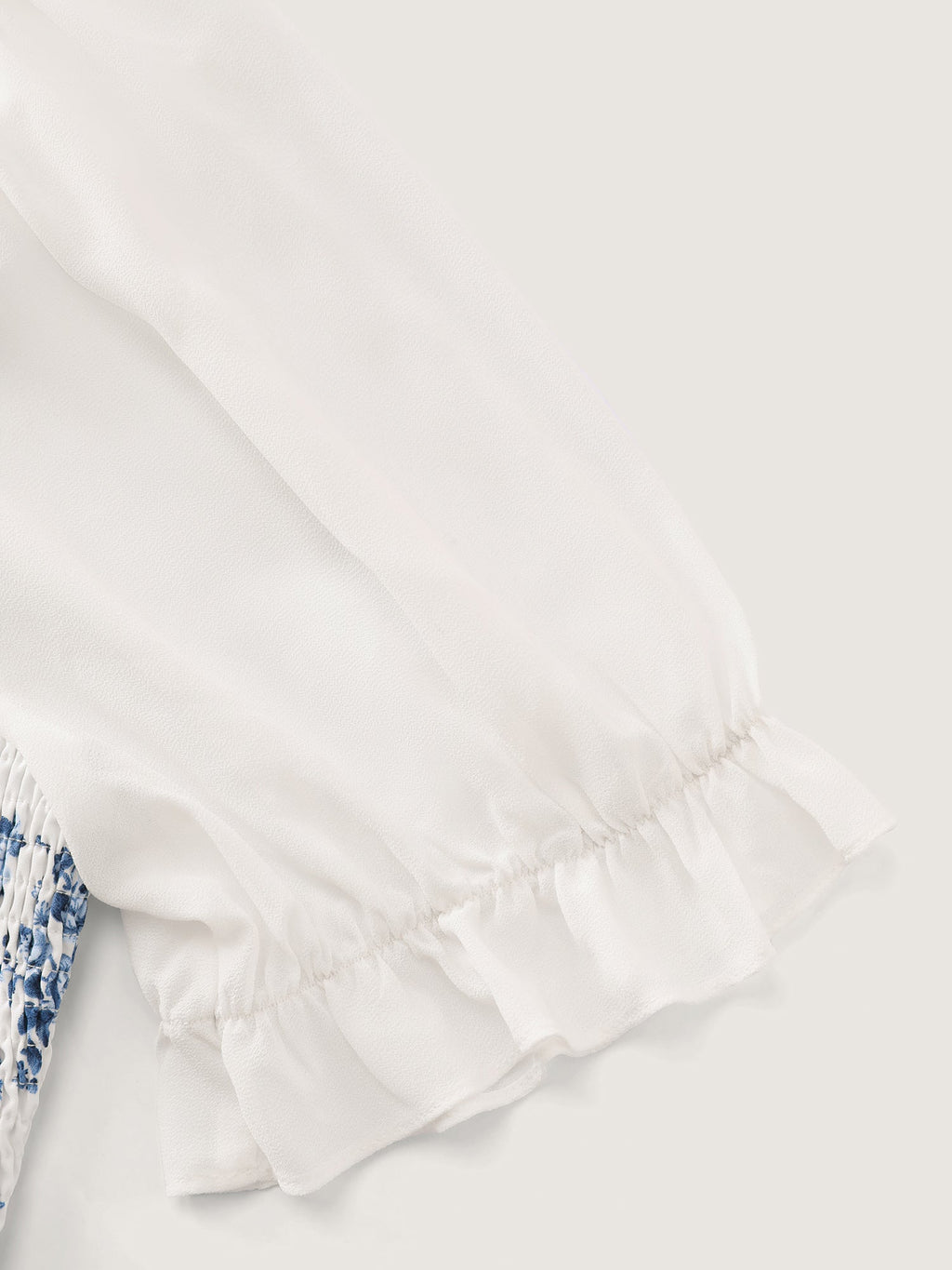 Floral Print Sheer Stretchy Cuff Sleeve Blouse