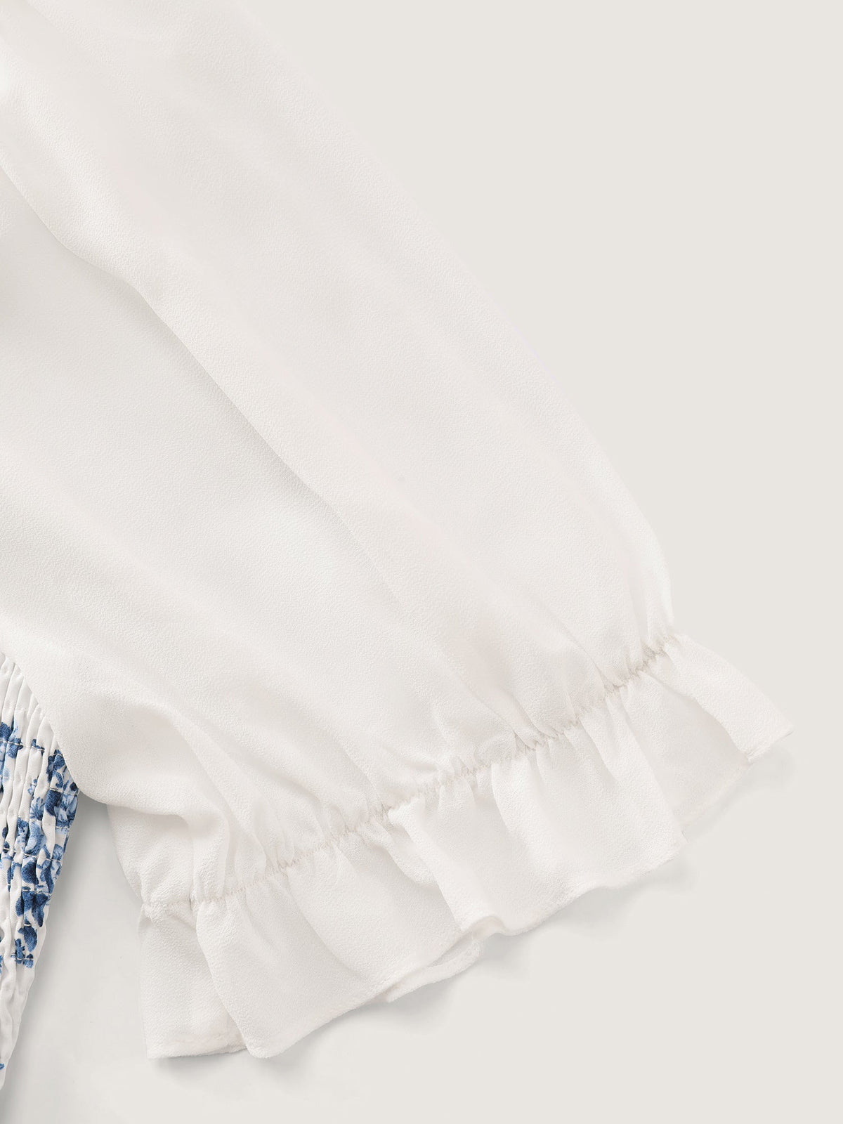 Floral Print Sheer Stretchy Cuff Sleeve Blouse