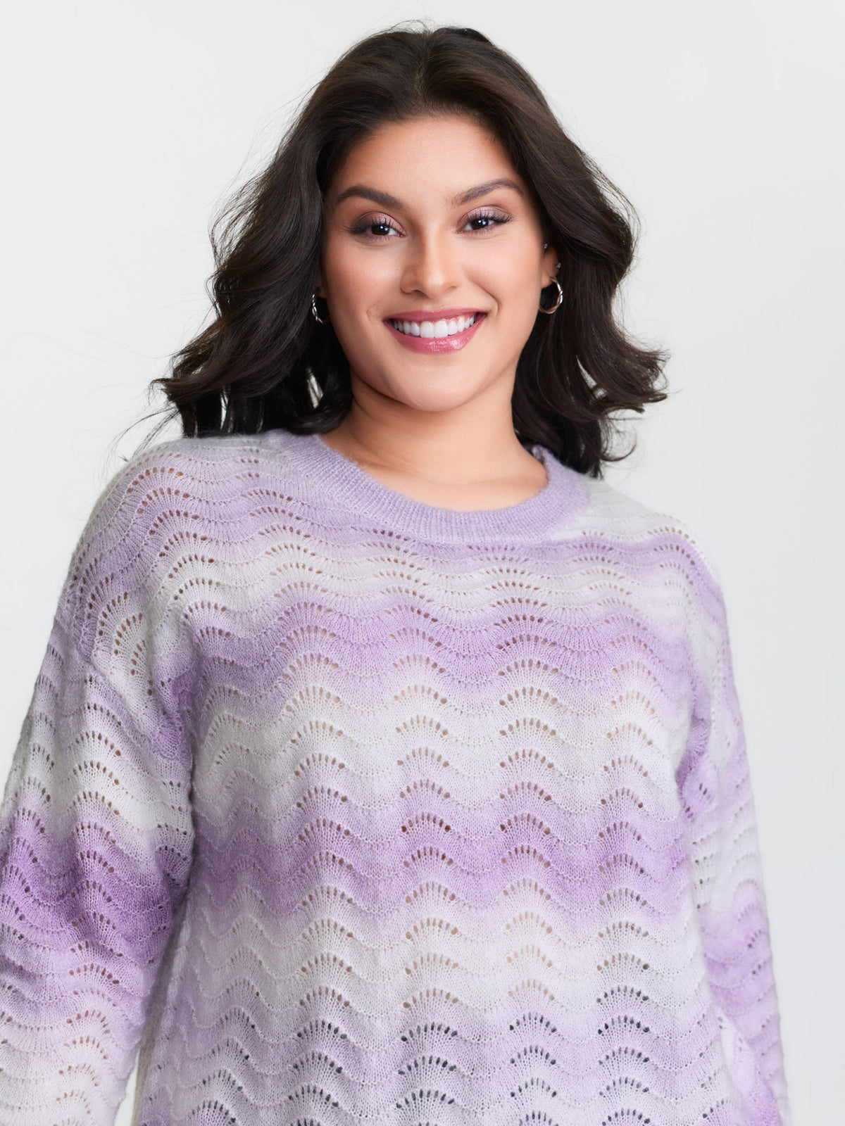 Textured Color Gradient Drop Shoulder Pullover
