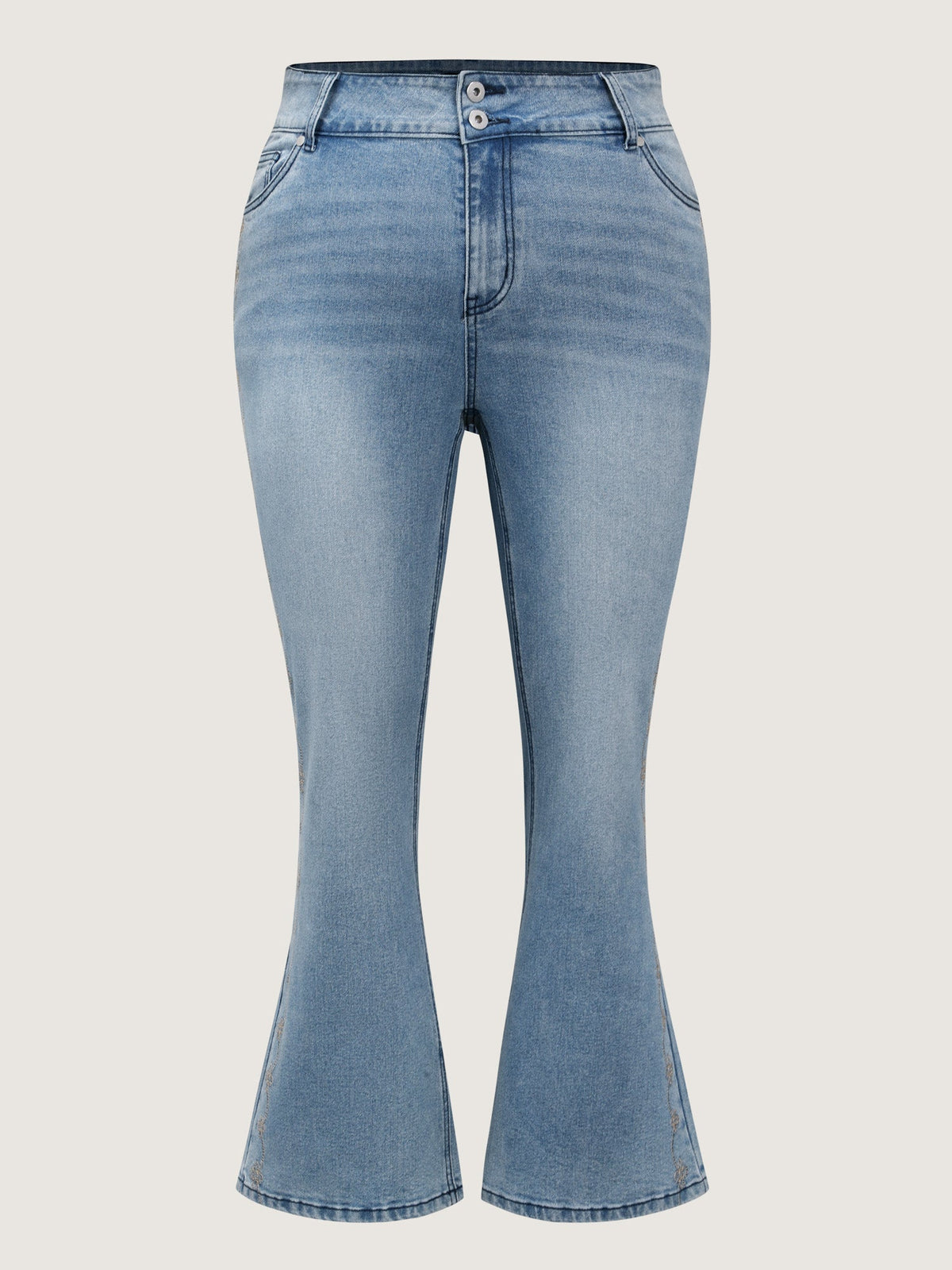 Supersoft Floral Embroidered Flared Hem Jeans