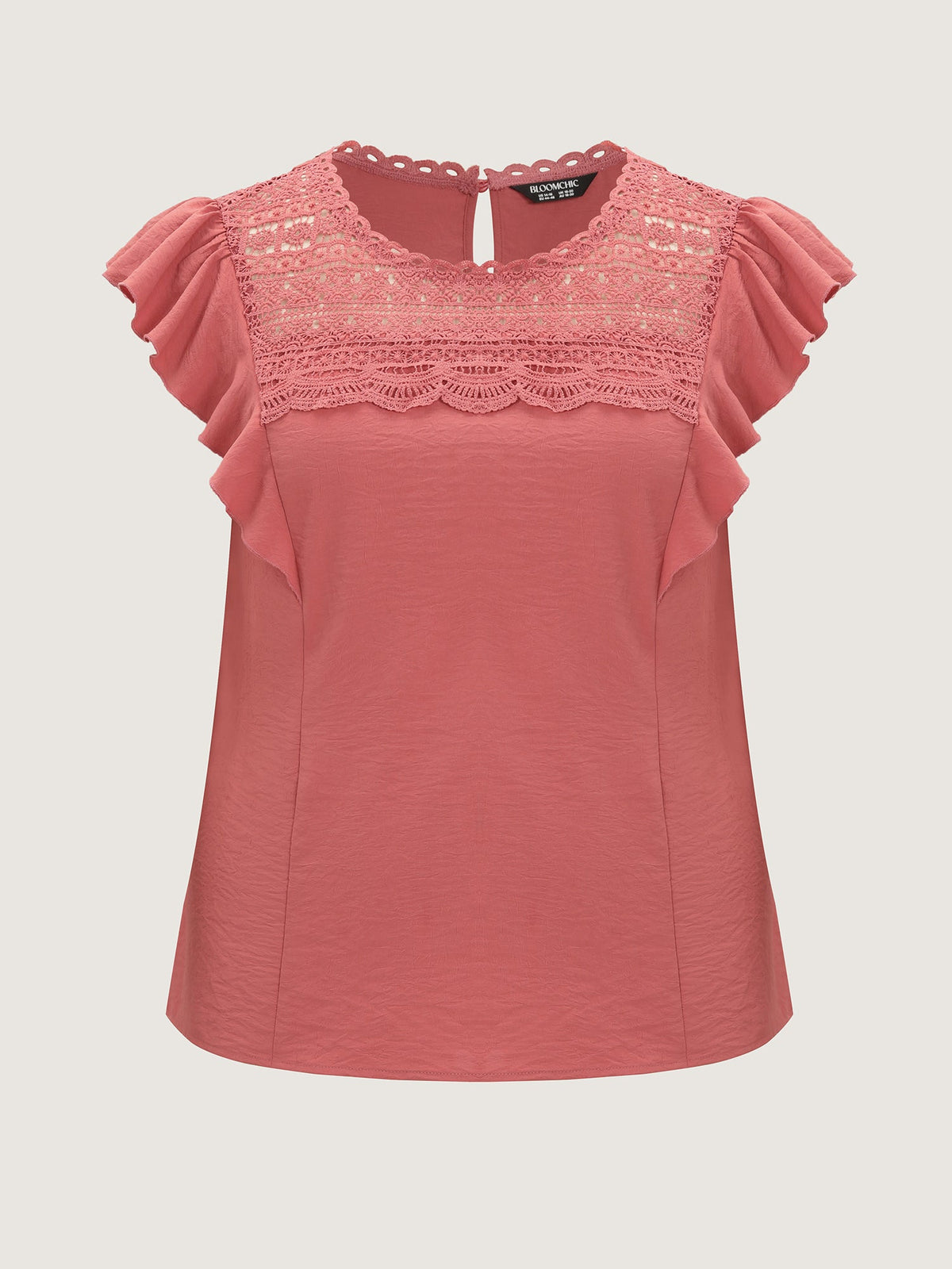 Ruffled Sleeve Pleated Front Lace Blouse