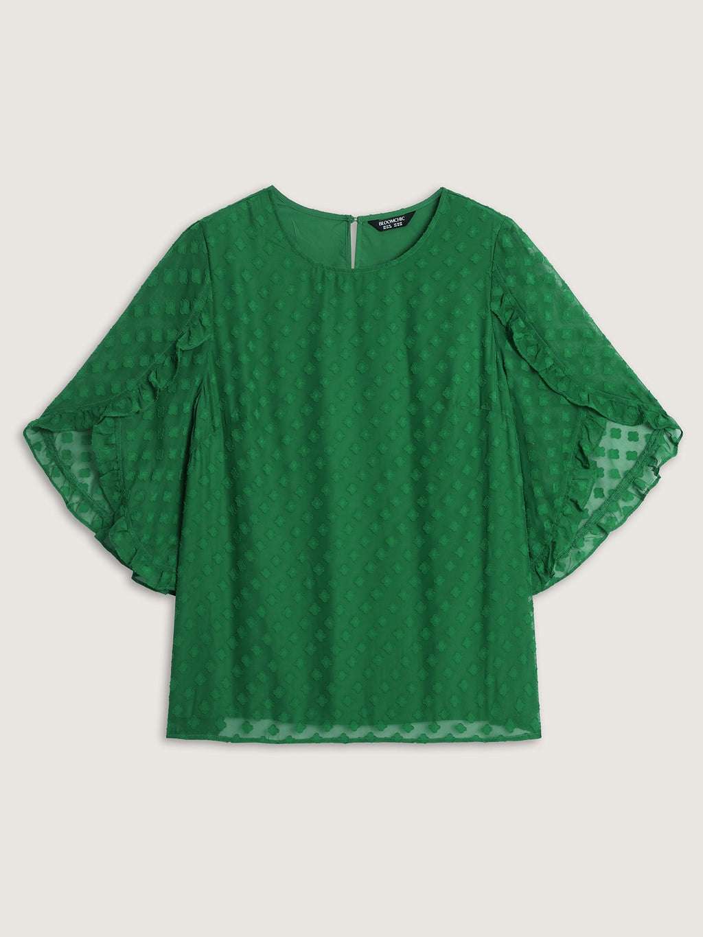 Sheer Petal Ruffled Sleeve Textured Blouse