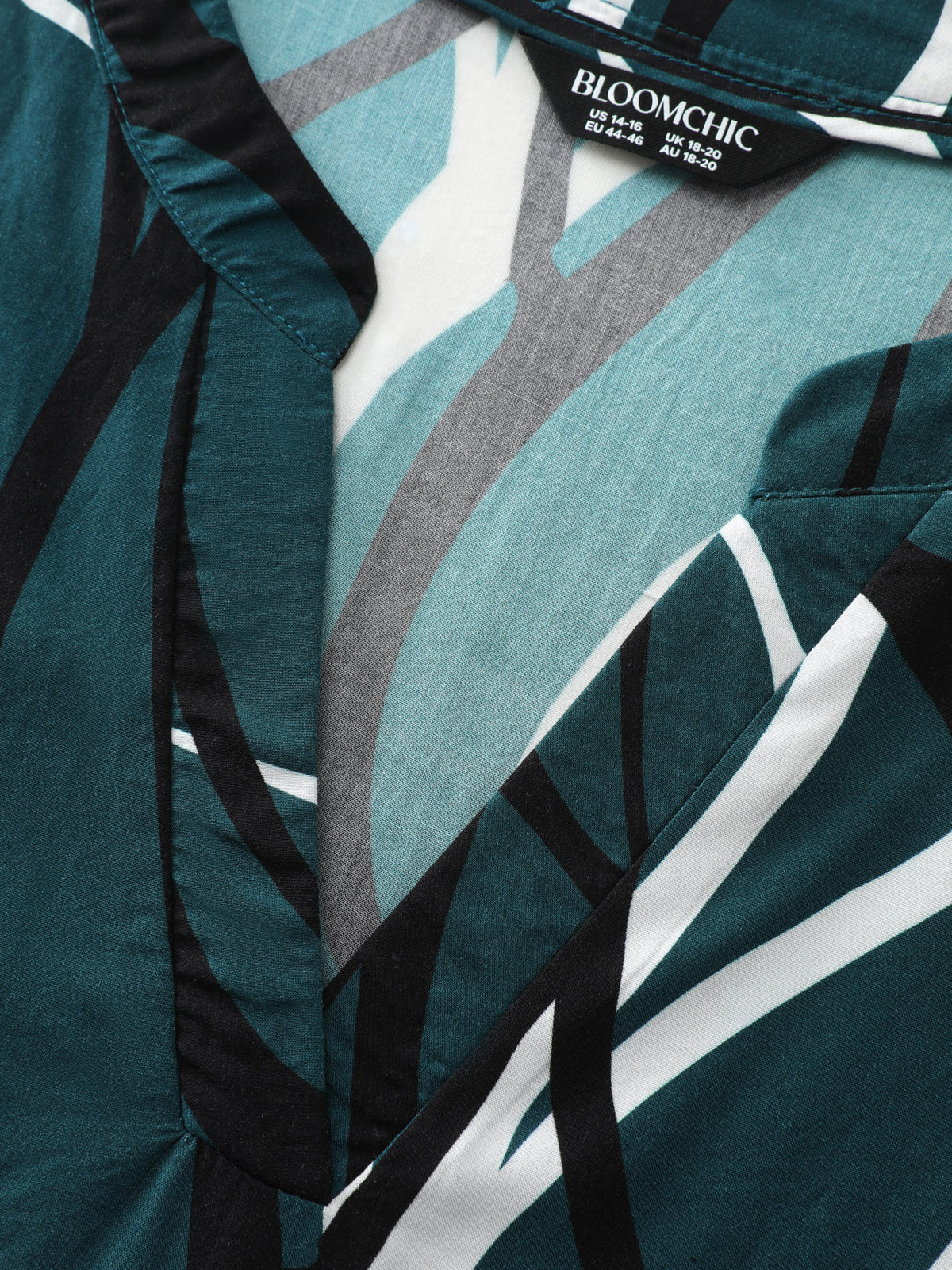 Abstract Print Notched Collar Blouse
