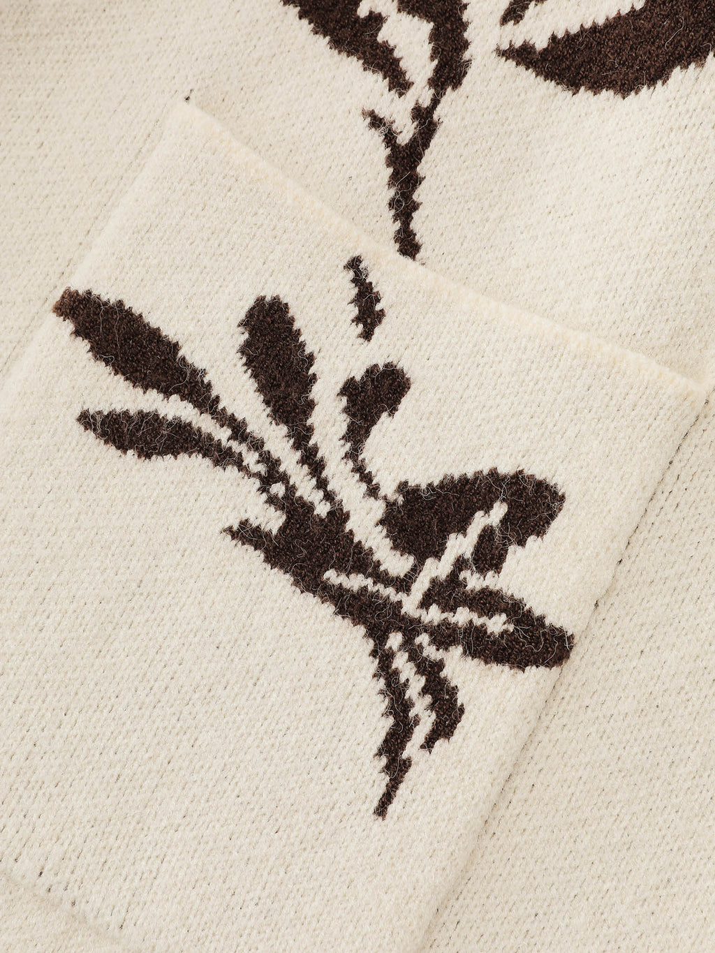 Floral Jacquard Hooded Contrast Knit Cardigan