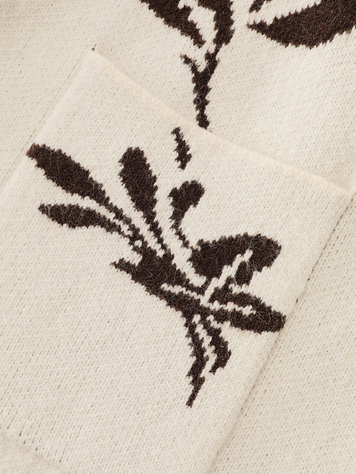 Floral Jacquard Hooded Contrast Knit Cardigan