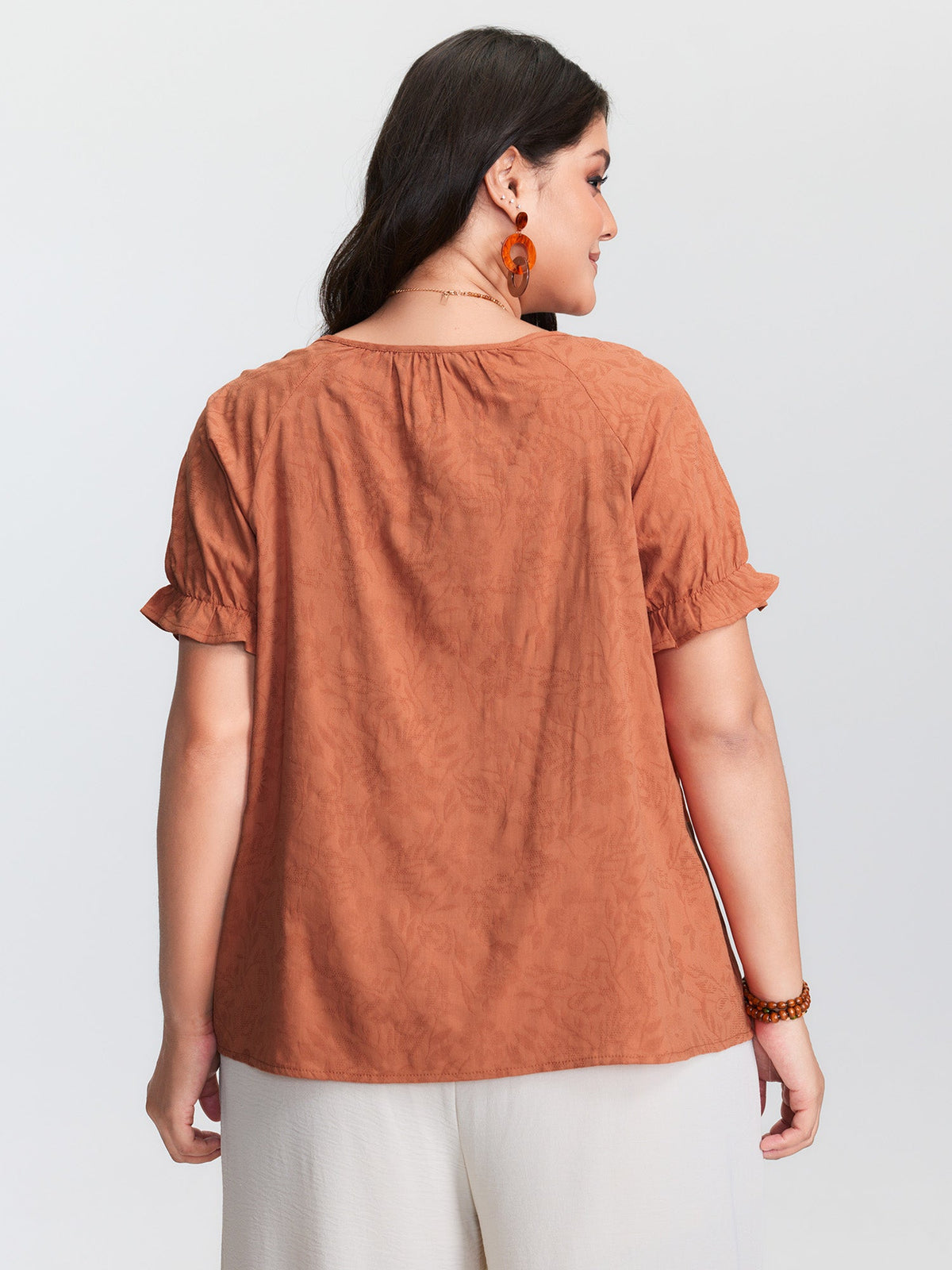 Shirred Crisscross Pleated Plain Blouse
