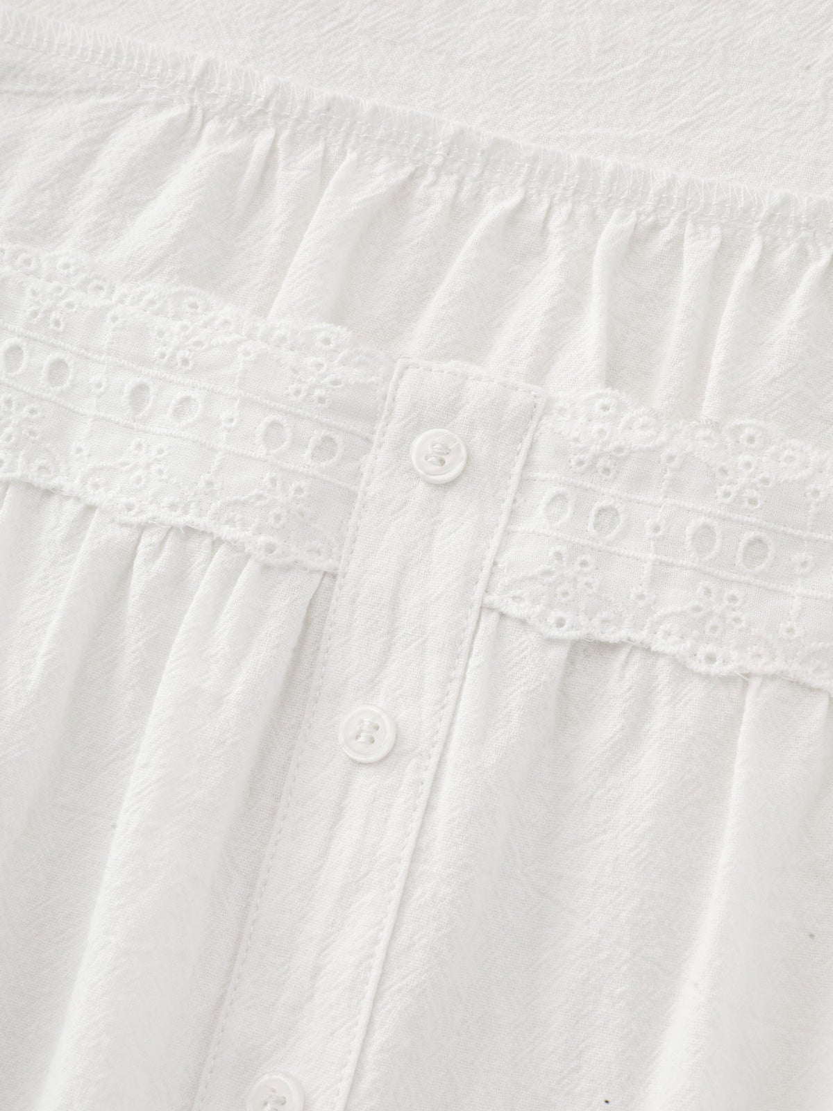 Cotton Lace Trim Square Neck Spliced Blouse