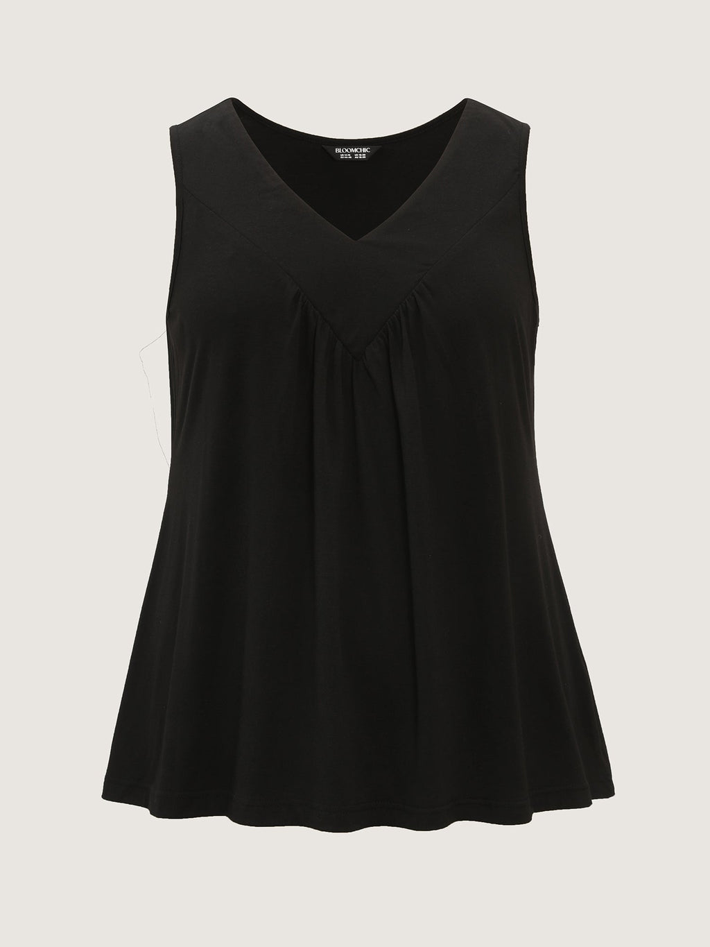 Stretchy V-Neck Pleated Tank Top