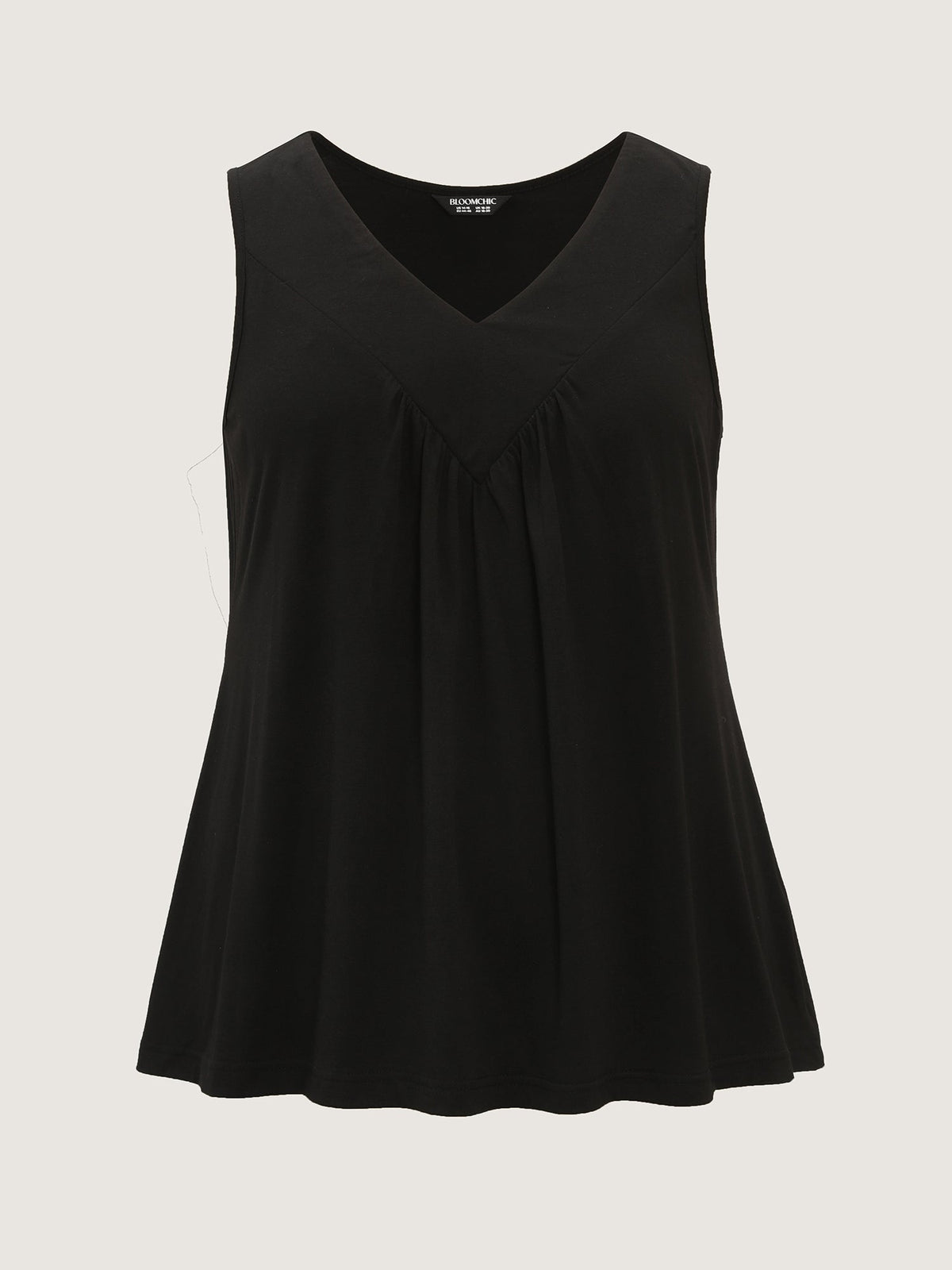 Stretchy V-Neck Pleated Tank Top