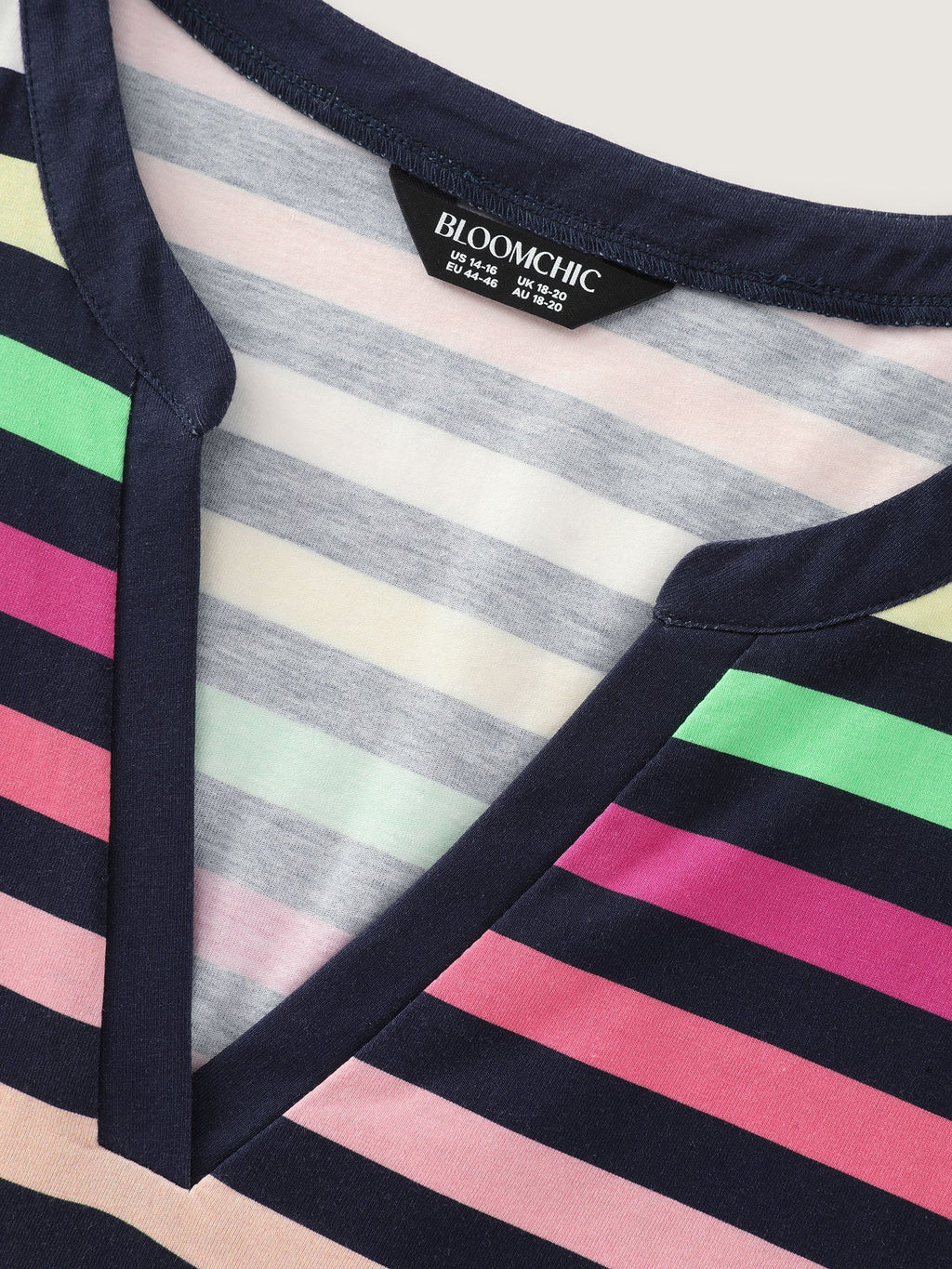 Cotton Stretchy Striped Notch Neck Top